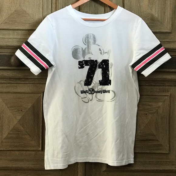 Walt Disney World Tee Mickey Sequins White - Picture 1 of 6